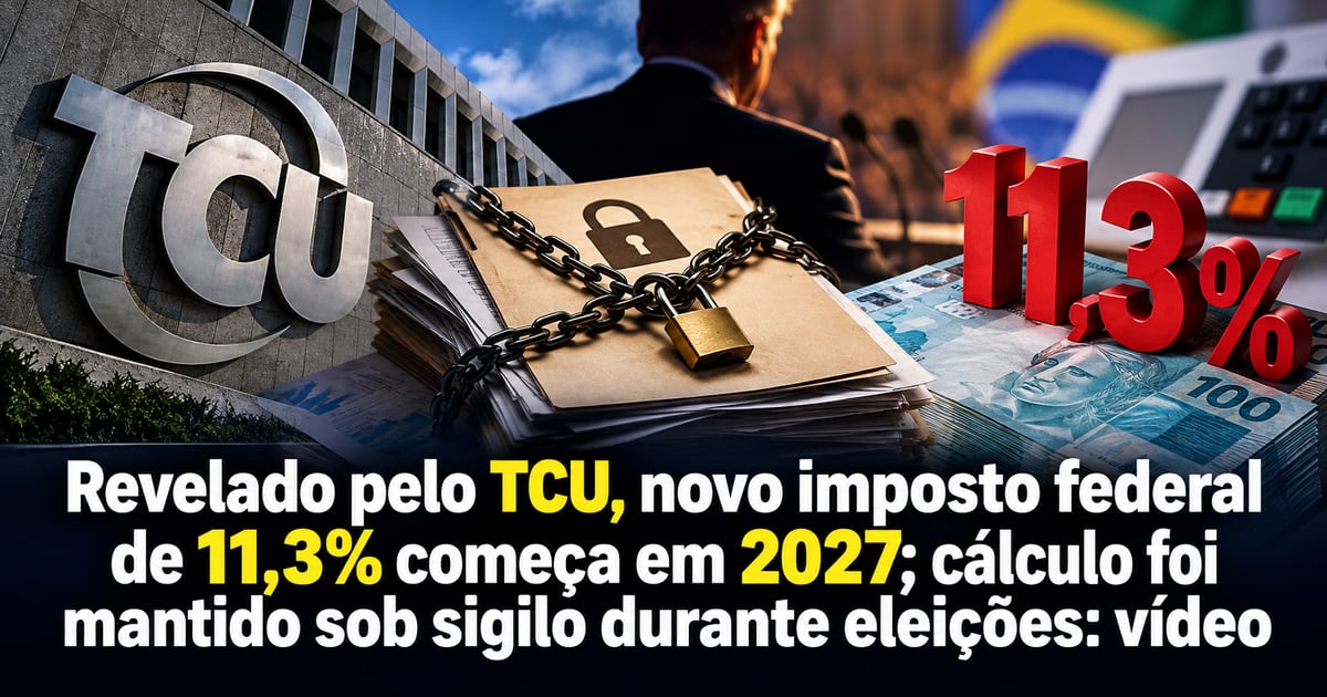 Revelado pelo TCU, novo imposto federal de 11,3% começa em 2027; cálculo foi mantido sob sigilo durante eleições: vídeo