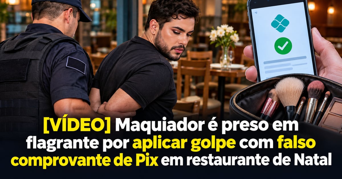 [VÍDEO] Maquiador é preso em flagrante por aplicar golpe com falso comprovante de Pix em restaurante de Natal